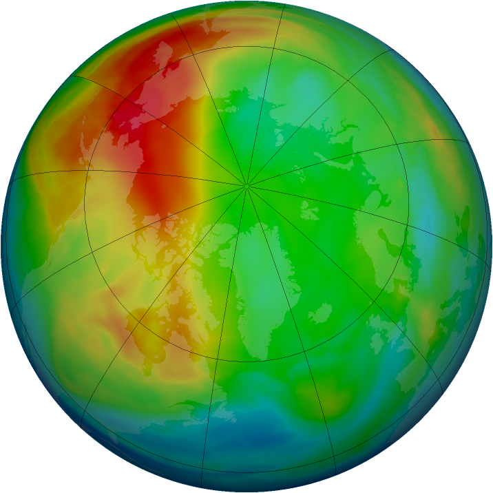 Arctic ozone map for 12 January 2008